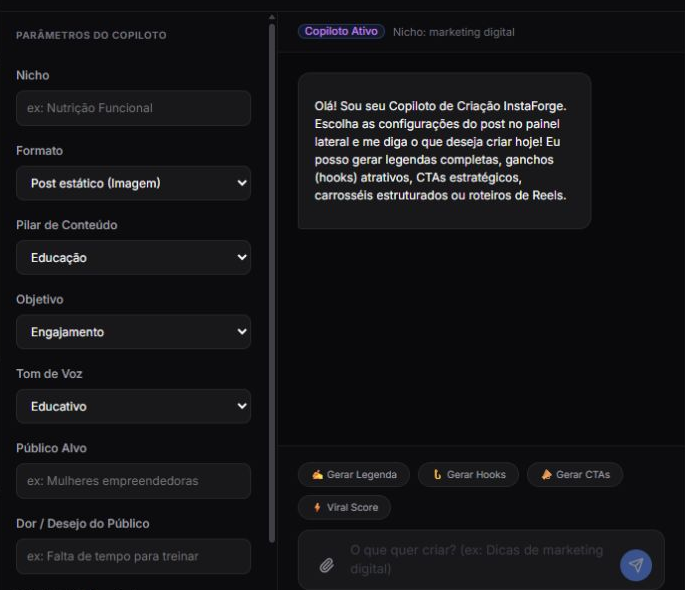 Outra interface real do InstaForge